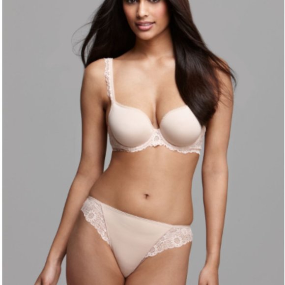 New NWT Simone Perele Caressance 3D Plunge Bra Nude Peau Rose 34F - Picture 3 of 16